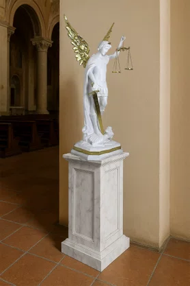 Coluna Pedestal de Madeira para Imagens Textura Mármore - 90 cm x 40 cm