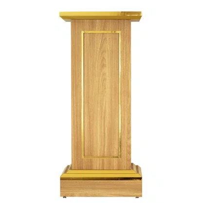 Coluna Pedestal em Madeira Clara Detalhe em Acrílico - 120 cm X 40 cm
