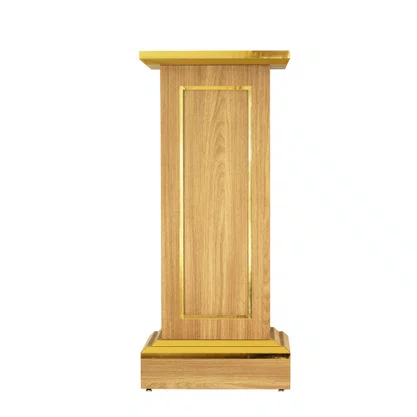 Coluna Pedestal em Madeira Clara Detalhe em Acrílico - 90 cm X 40 cm