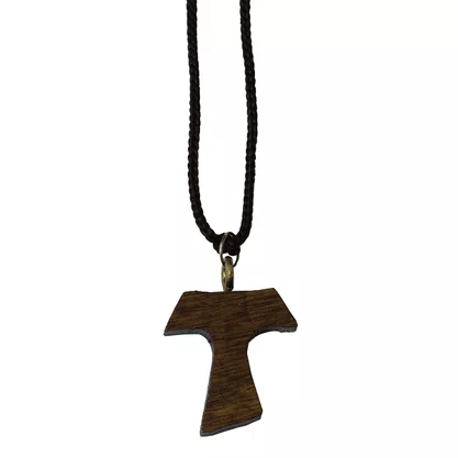 Tau Madeira Escura Cordão Com Três Nós 34 cm