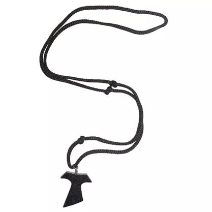 Tau Madeira Escura Cordão Com Três Nós 34 cm