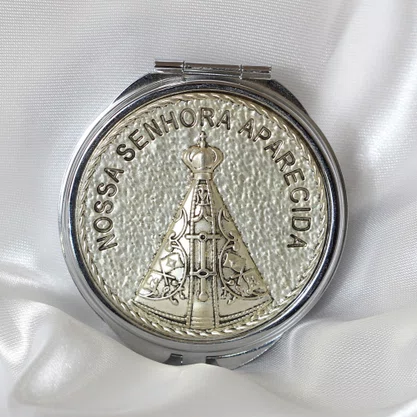 Teca Prata de Nossa Senhora Aparecida - 2 cm x 6 cm