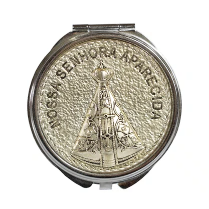Teca Prata de Nossa Senhora Aparecida - 2 cm x 6 cm
