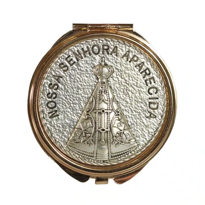 Teca Prata e Dourada de Nossa Senhora Aparecida - 2 cm x 6 cm