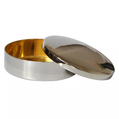Teca Prata Lisa com Interior Dourado - 3 cm x 10 cm