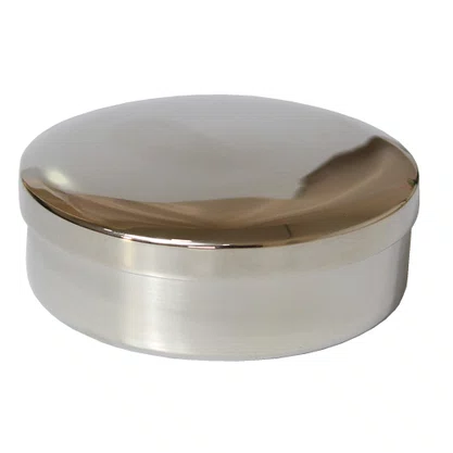 Teca Prata Lisa com Interior Dourado - 8 cm