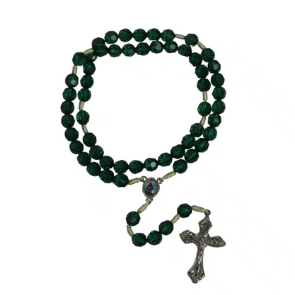 Terço Acrílico Verde Nossa Senhora Aparecida- 10 Mm