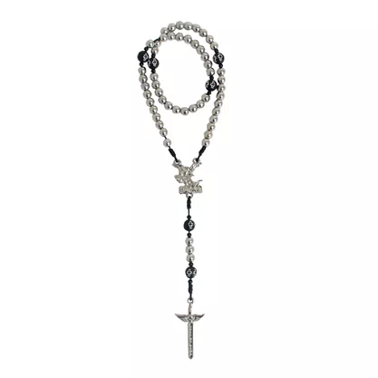 Terço Arcanjo São Miguel Prata Entremeio Cruz 6 mm