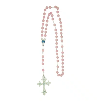Terço Casal Acrilico em Rosa e Azul com Caixa