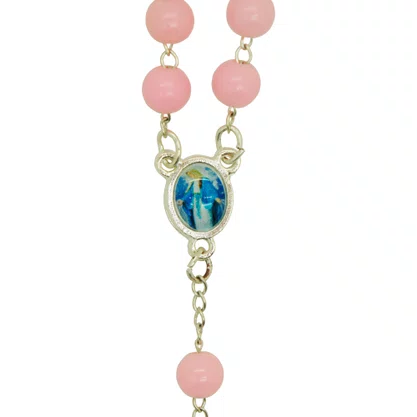 Terço Casal Acrilico em Rosa e Azul com Caixa