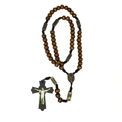 Terço Contemplação dos Mistérios Metal Ouro Velho Imbuia 10 mm