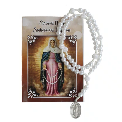Terço Coroa de Nossa Senhora Das Lagrimas e Jesus Manietado 8 mm