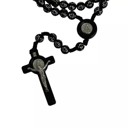 Terço de Nossa Senhora Aparecida Conta Cruz Preto 10mm