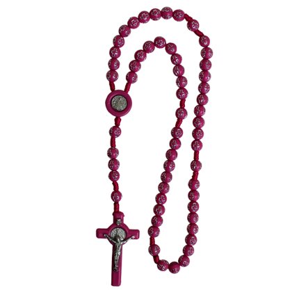 Terço de Nossa Senhora Aparecida Conta Cruz Rosa 10mm