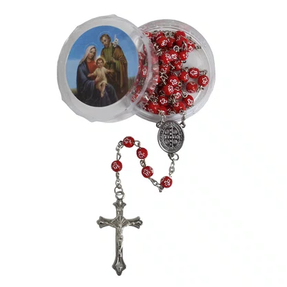 Terço de Nossa Senhora Aparecida Conta Cruz Vermelho 5 mm