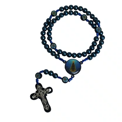 Terço de Nossa Senhora Aparecida Contas Azul - 10 mm
