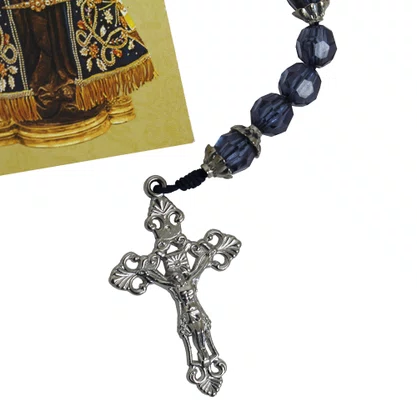 Terço de Nossa Senhora Aparecida Contas Azul 10 mm