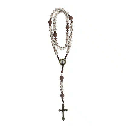 Terço de Nossa Senhora Aparecida Contas Bege Cruz - 6 mm