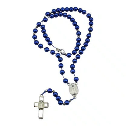 Terço de Nossa Senhora Aparecida Pescoço Conta Azul - 8 mm