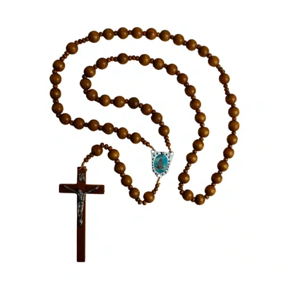 Terço de Parede Nossa Senhora Aparecida Madeira Clara - 13 mm