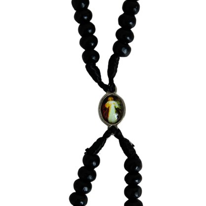 Terço de Pulso Jesus Misericordioso Madeira Preta - 5 mm