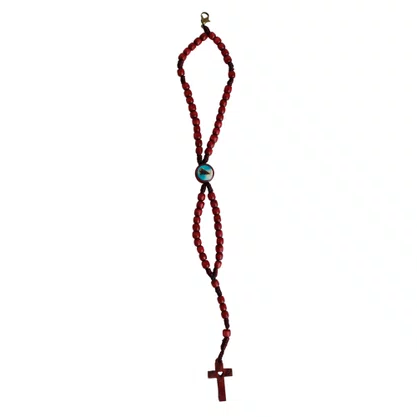 Terço de Pulso Nossa Senhora Aparecida Madeira Vermelha - 5 mm 