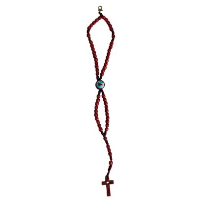 Terço de Pulso Nossa Senhora Aparecida Madeira Vermelha - 5 mm 