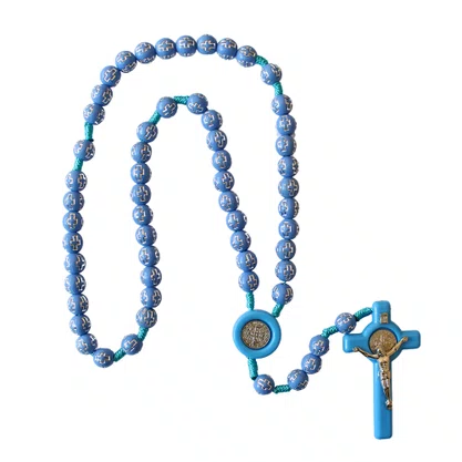 Terço de São Bento Azul Claro - 8 mm  