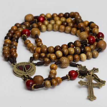 Terço do Casal Madeira Imbuia 8mm (Dois Terços)