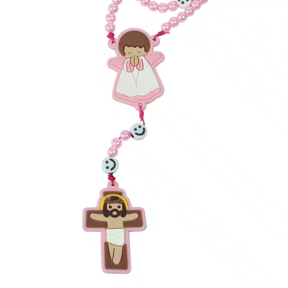 Terço Infantil Emborrachado Rosa 6 mm