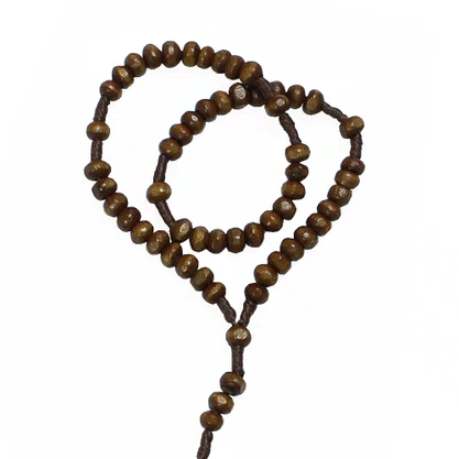 Terço Madeira Crucifixo Ouro Velho 4 mm