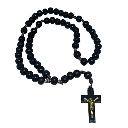 Terço Madeira Preto Crucifixo 8mm