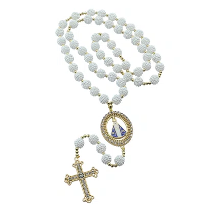 Terço Noiva de Nossa Senhora Aparecida Crespo Branca - 12 mm