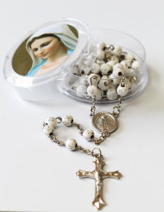 Terço Nossa Senhora Aparecida Conta Botão Branco - 5mm 