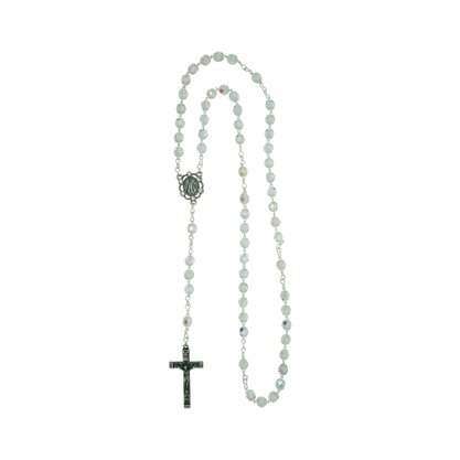 Terço Nossa Senhora Aparecida Cristal Vidro Irisado Transparente