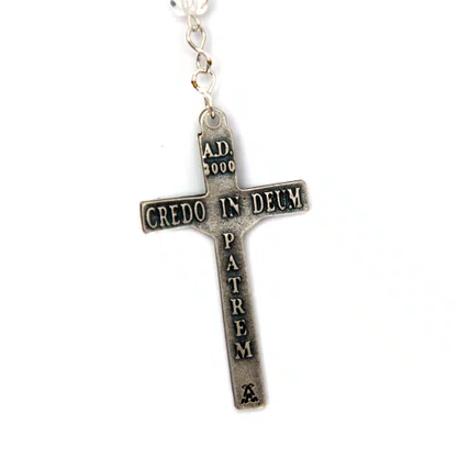 Terço Nossa Senhora Aparecida Cristal Vidro Irisado Transparente