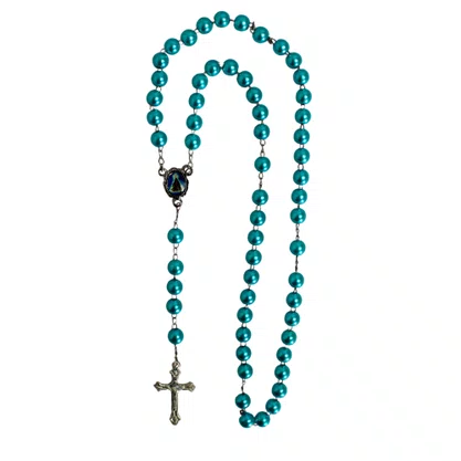 Terço Nossa Senhora Aparecida Peróla Azul - 7 Mm