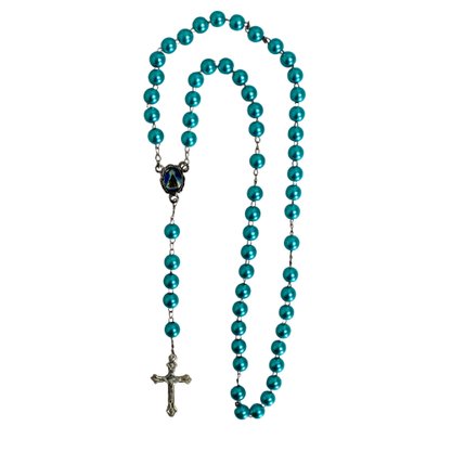 Terço Nossa Senhora Aparecida Peróla Azul - 7 Mm