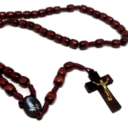 Terço Nossa Senhora de Fátima Madeira Vermelha