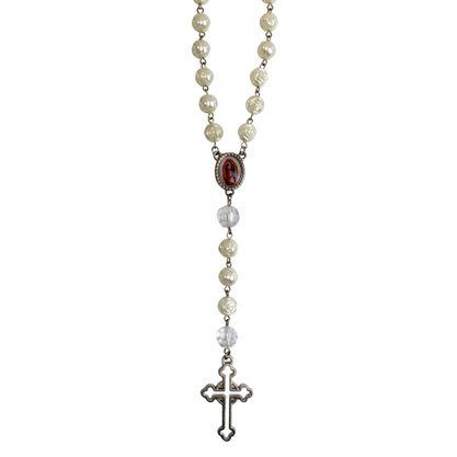 Terço de Nossa Senhora de Guadalupe Contas Rosa - 8 mm