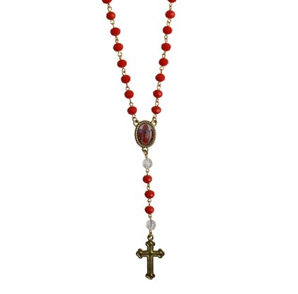 Terço de Nossa Senhora Guadalupe Semi Cristal Laranja - 8 mm