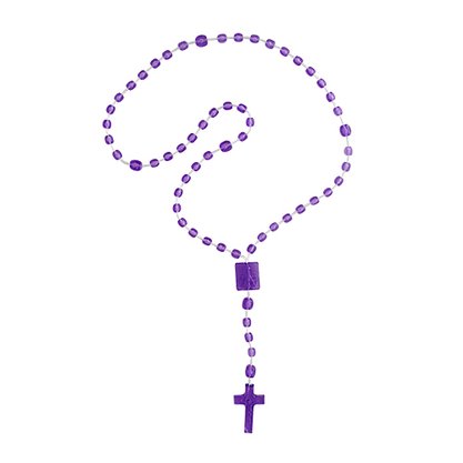 12 unid - Terço Nylon Roxo Translúcido Entremeio Sag Coração de Jesus e Nossa Senhora Aparecida 34cm
