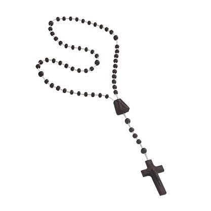 12 unid - Terço Nylon Marrom Leitoso Entremeio Sag Coração de Jesus e Nossa Senhora Aparecida 27cm
