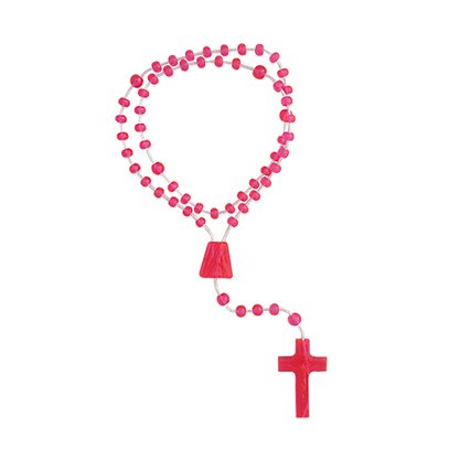 12 unid - Terço Nylon Rosa Trasparente Entremeio Sag Coração de Jesus e Nossa Senhora Aparecida  27cm