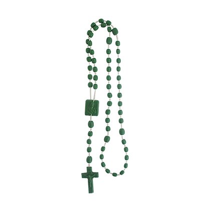12 unid -Terço Nylon Verde Leitoso Entremeio Sag Coração de Jesus e Nossa Senhora Aparecida  34cm