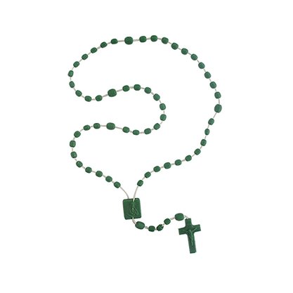 12 unid -Terço Nylon Verde Leitoso Entremeio Sag Coração de Jesus e Nossa Senhora Aparecida  34cm