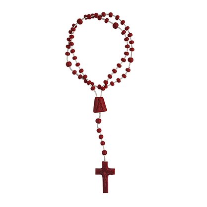 12 unid - Terço Nylon Vermelho Leitoso Entremeio Sag Coração de Jesus e Nossa Senhora Aparecida  27cm