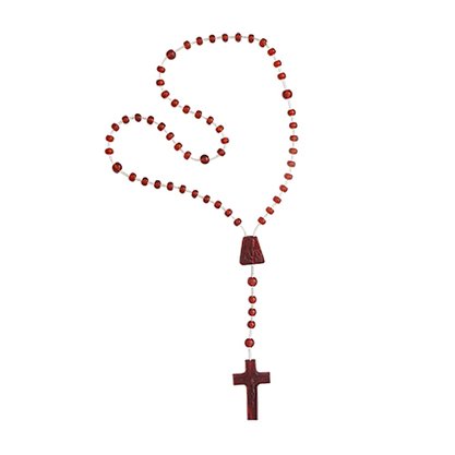 12 unid - Terço Nylon Vermelho Translucido Entremeio Sag Coração de Jesus e Nossa Senhora Aparecida  27cm
