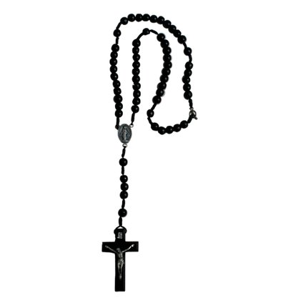 Terço Pescoço Nossa Senhora Das Graças Preto - 8 Mm