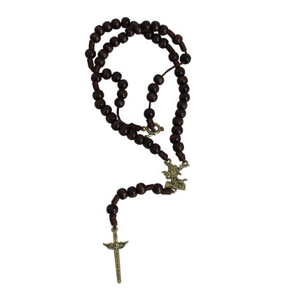 Terço de Arcanjo São Miguel Madeira Imbuia - 8 mm